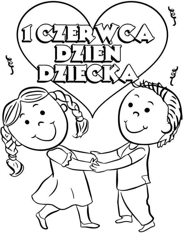 Kolorowanka dziewczynka i chłopiec przypominają o swoim święcie